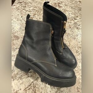 Black Leather Ankle Boots